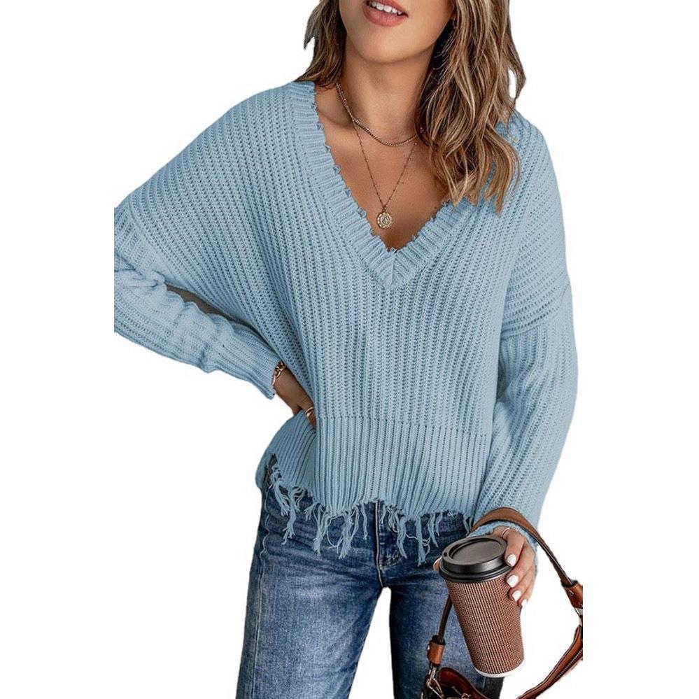 Pull tricoté à pompons en coton