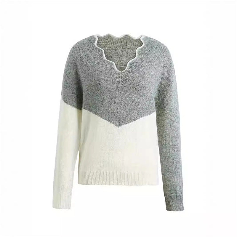 Pull grande taille à col en V assorti
