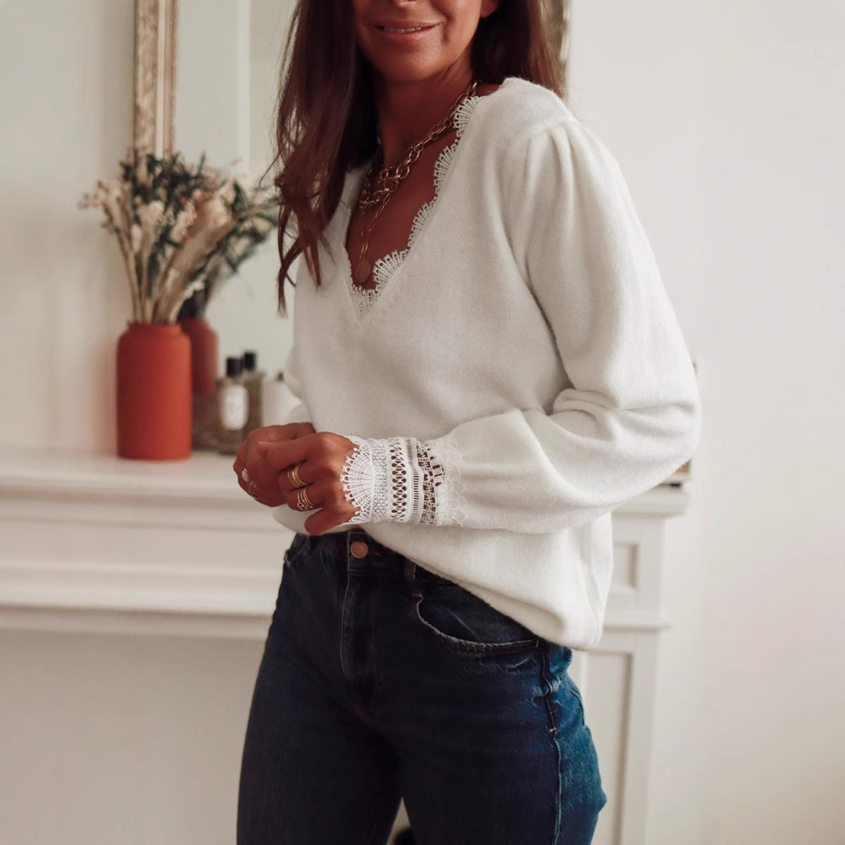 Pull élégant, coupe croisée