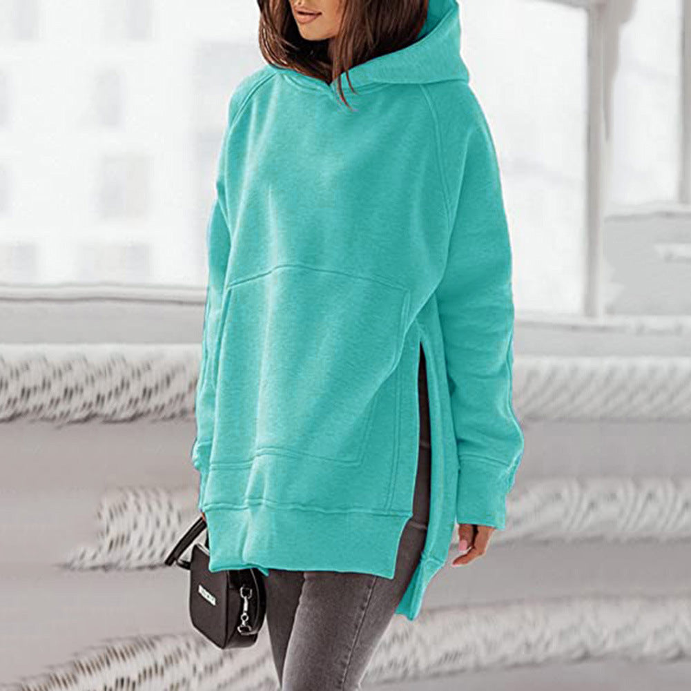 Sweat-shirt polaire capuche col rond, avec poche, ample