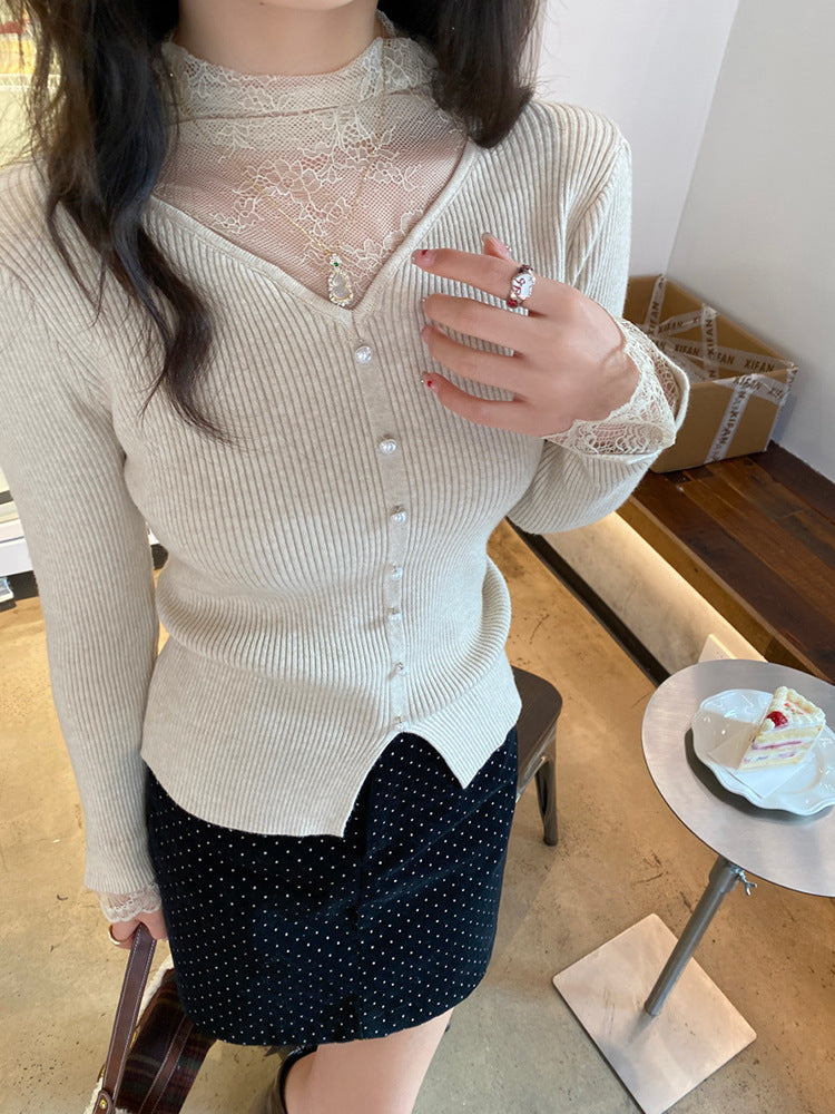Pull tricoté dentelle