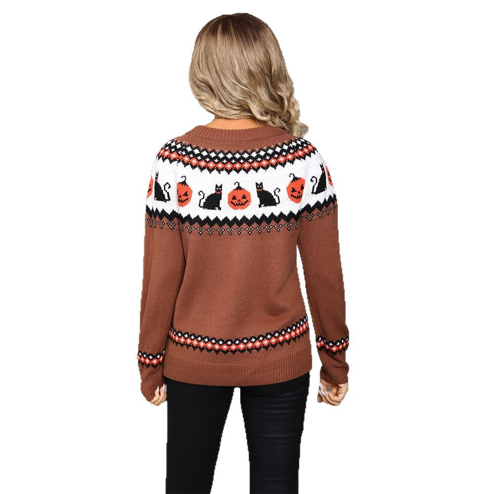 Pull Halloween surdimensionné en tricot
