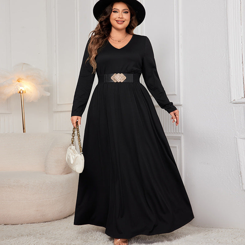 Robe de soirée ample à manches longues détail dentelle au dos