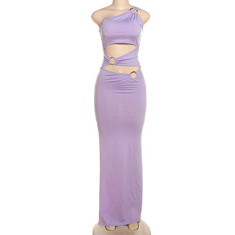 Robe fourreau élégante et moulante à col diagonal Pure Desire