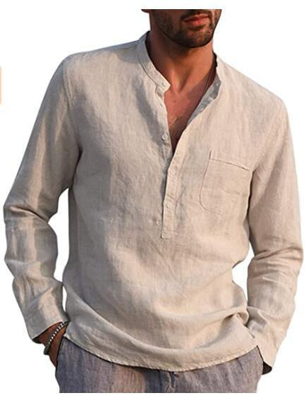 Chemise blanche vintage en lin pour homme