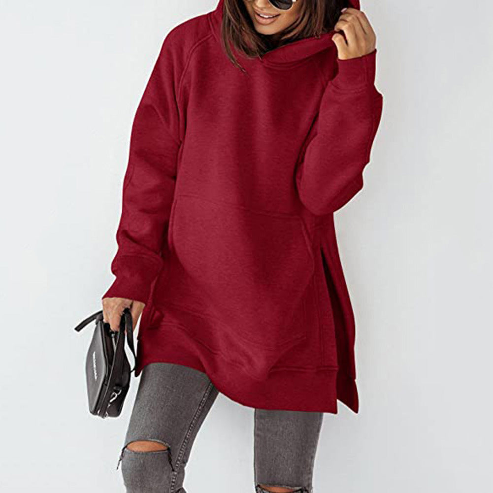 Sweat-shirt polaire capuche col rond, avec poche, ample