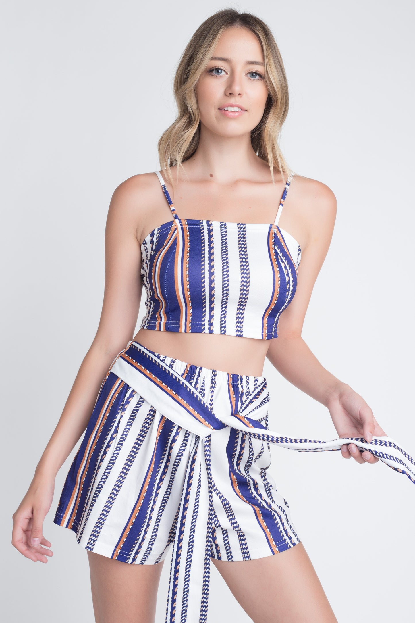 Ensemble 2 pièces à rayures pour femme