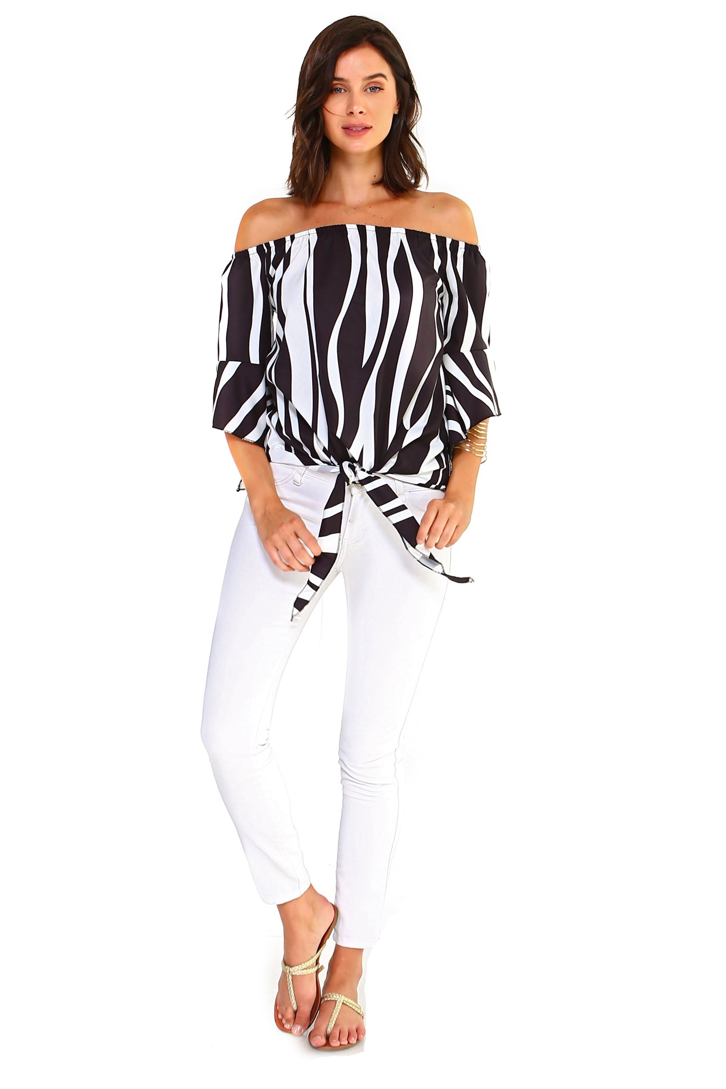 Blouse manche mi longue à épaule dénudé