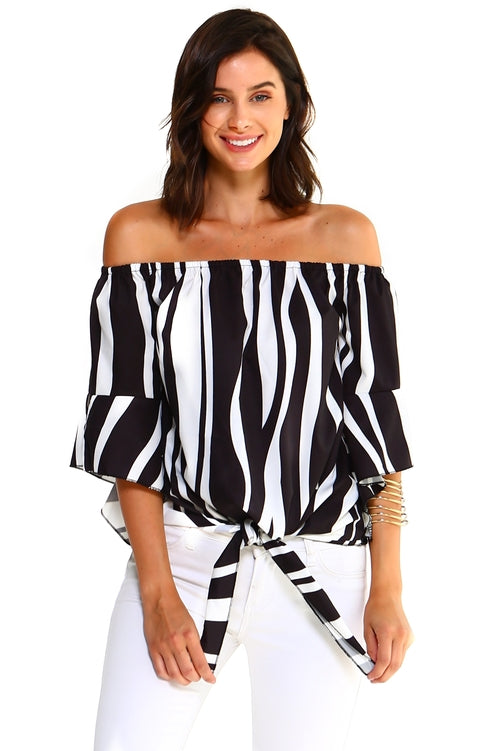 Blouse manche mi longue à épaule dénudé
