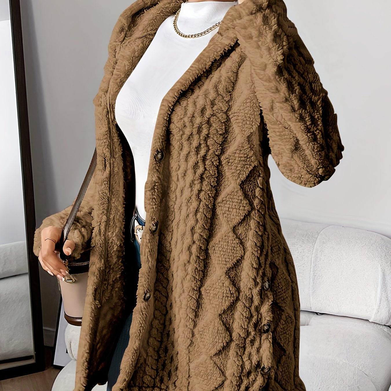 Manteau long à capuche