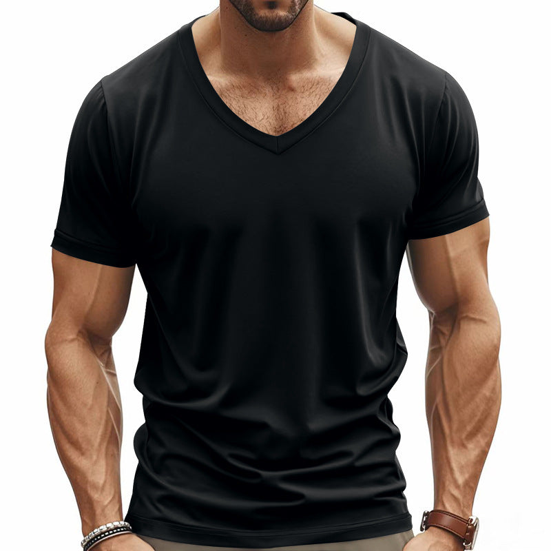 T-shirt ample d'été américain de couleur unie pour homme