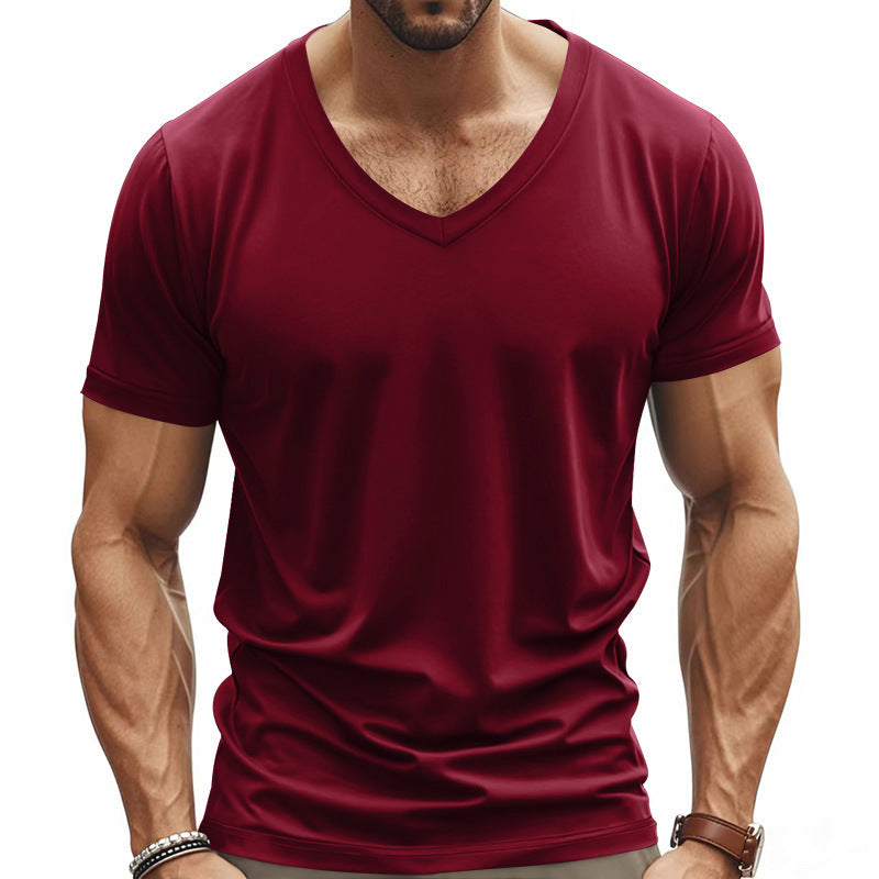 T-shirt ample d'été américain de couleur unie pour homme