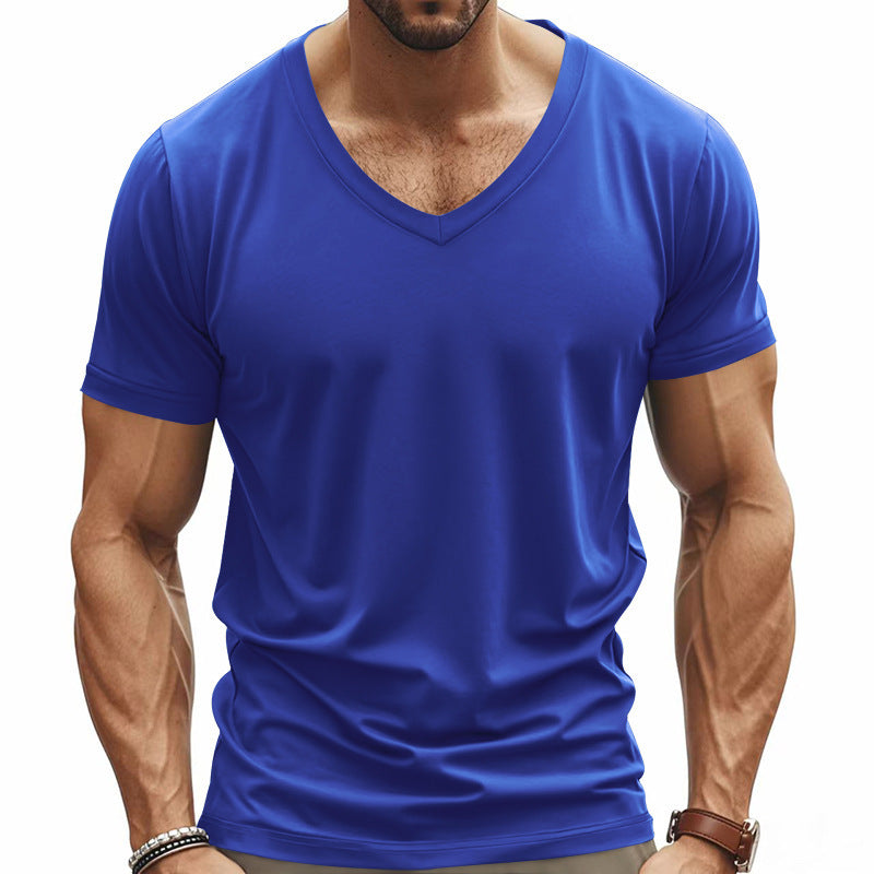 T-shirt ample d'été américain de couleur unie pour homme