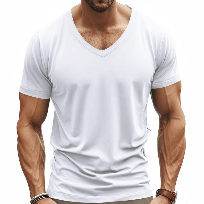 T-shirt ample d'été américain de couleur unie pour homme