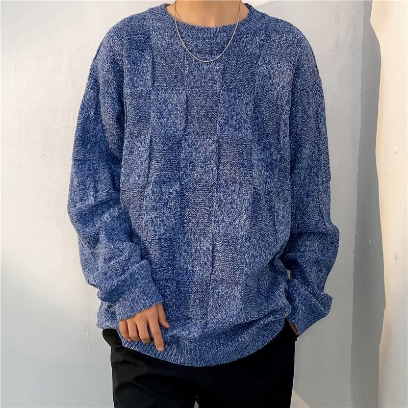 Pull d'hiver épais à motif losanges, ample et décontracté