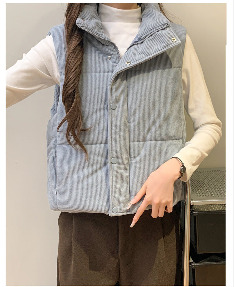 Gilet court ample en coton rembourré épais