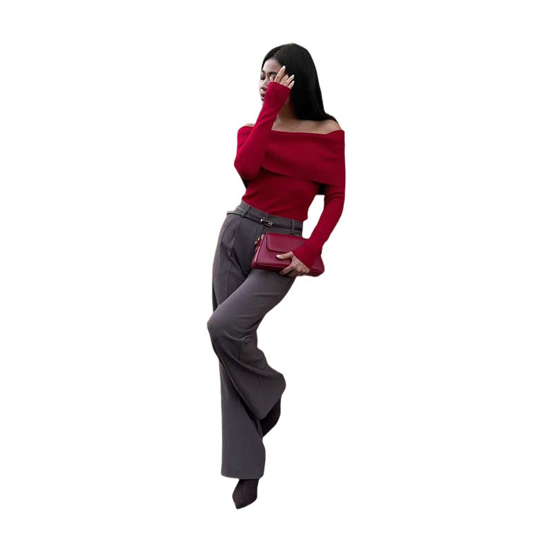 Pull à épaules dénudées, coupe slim