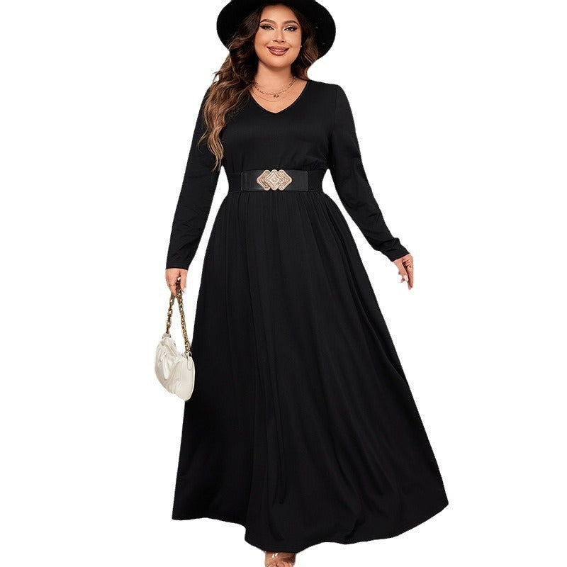 Robe de soirée ample à manches longues détail dentelle au dos