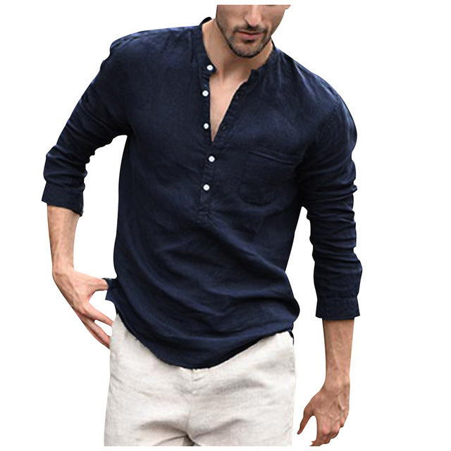Chemise blanche vintage en lin pour homme