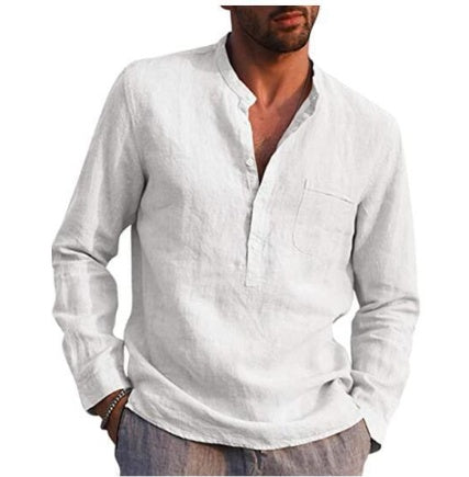 Chemise blanche vintage en lin pour homme
