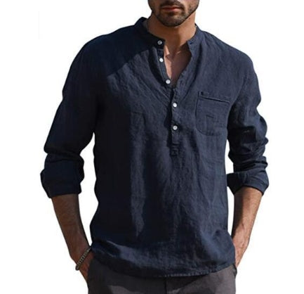 Chemise blanche vintage en lin pour homme
