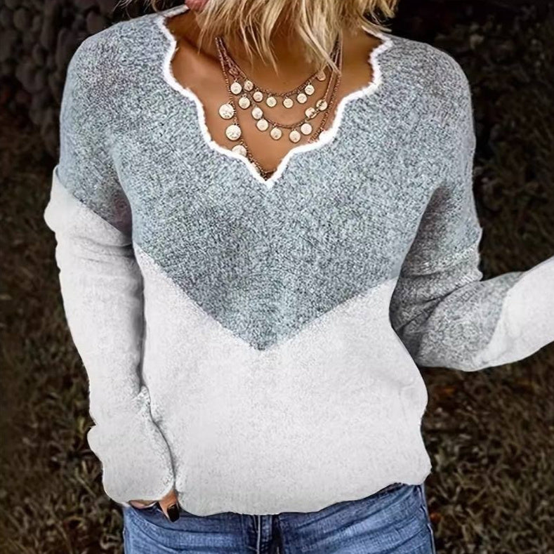 Pull grande taille à col en V assorti