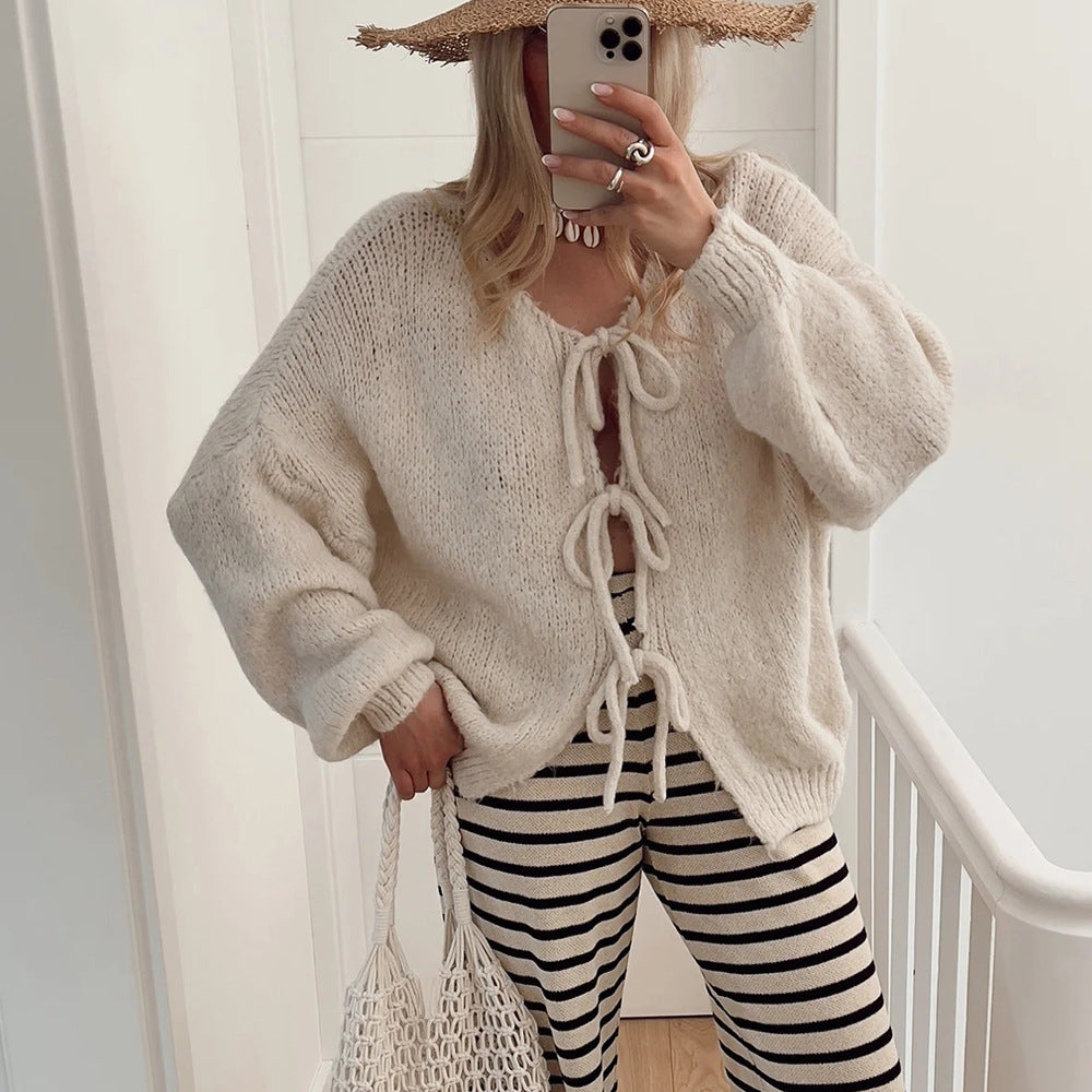 Pull à nouer décontracté, ample