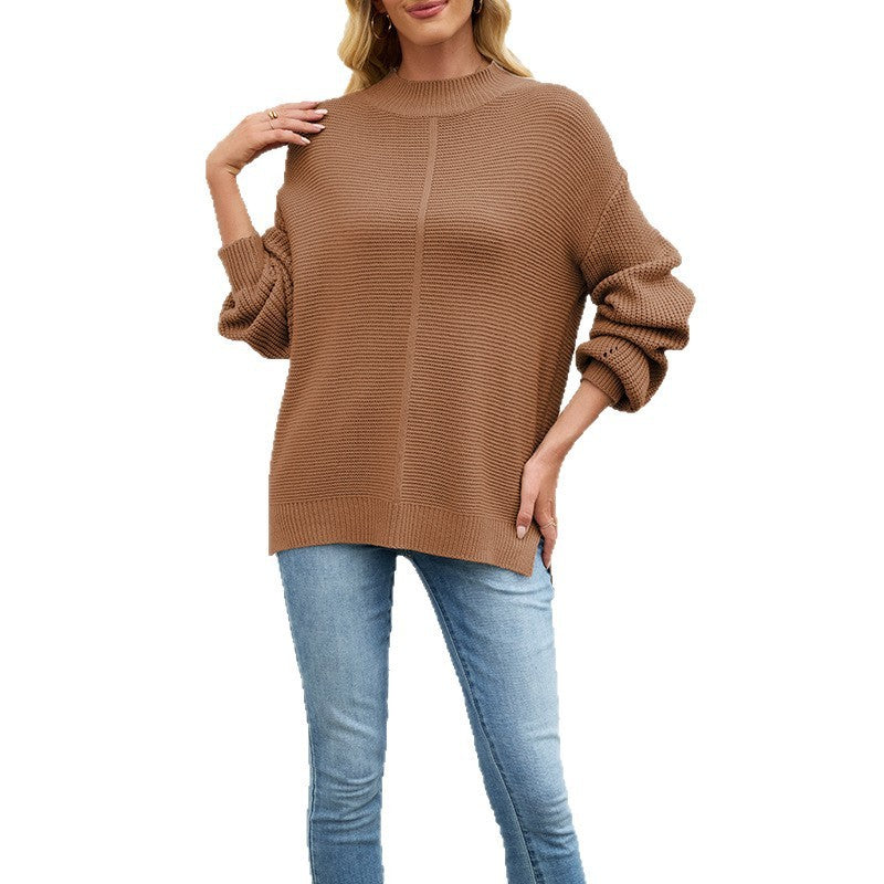 Pull ample tricoté de couleur unie