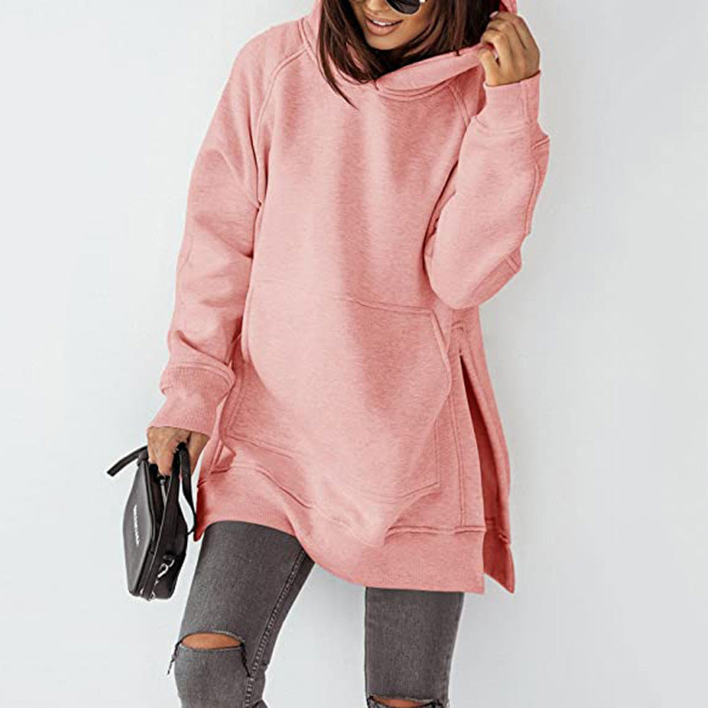 Sweat-shirt polaire capuche col rond, avec poche, ample