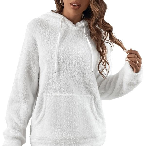 Pull en peluche à manches longues avec poche