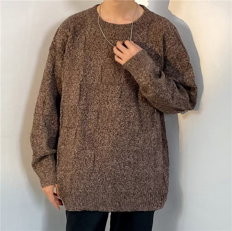 Pull d'hiver épais à motif losanges, ample et décontracté