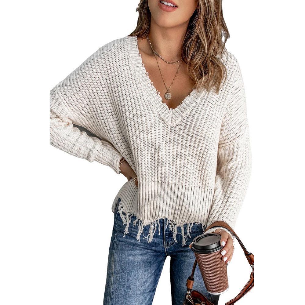Pull tricoté à pompons en coton
