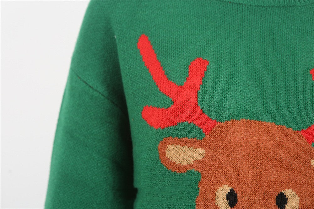 Pull de Noël à manches longues motif cerf