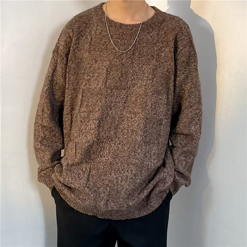 Pull d'hiver épais à motif losanges, ample et décontracté
