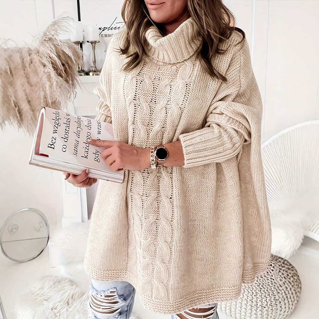 Pull en tricot ample et décontracté à manches chauve-souris pour femme, grande taille