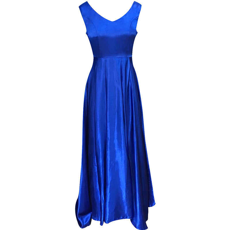 Robe de soirée à col en V profond, sans manches, dos nu, nœud