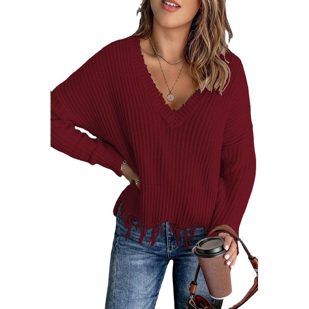 Pull tricoté à pompons en coton