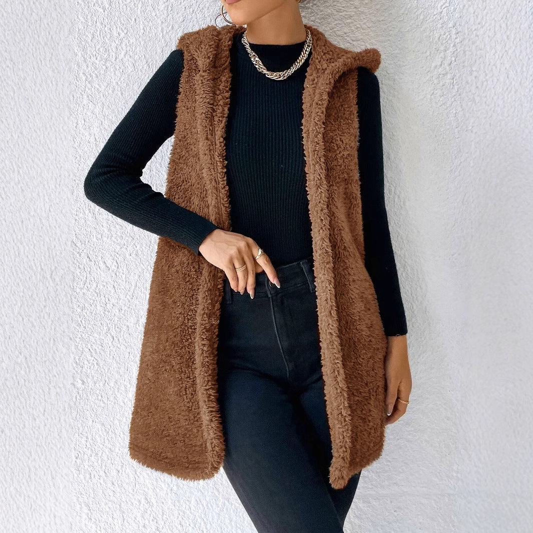 Veste à capuche en peluche décontractée