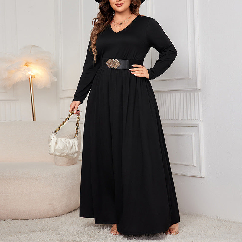 Robe de soirée ample à manches longues détail dentelle au dos