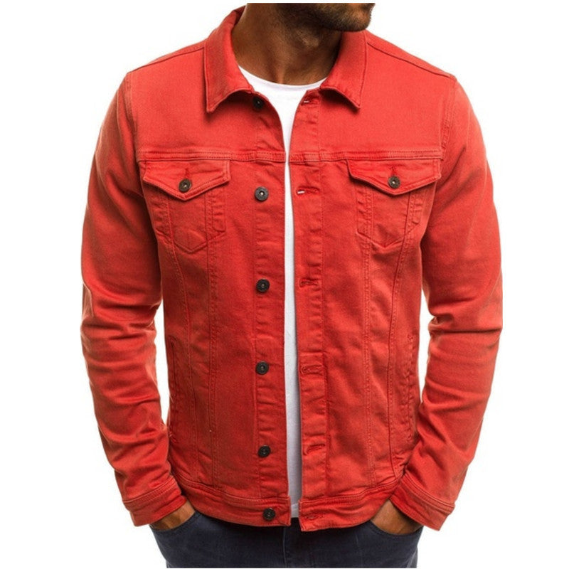 Veste décontractée en jean pour homme, chemise boutonnée