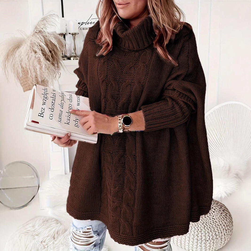 Pull en tricot ample et décontracté à manches chauve-souris pour femme, grande taille