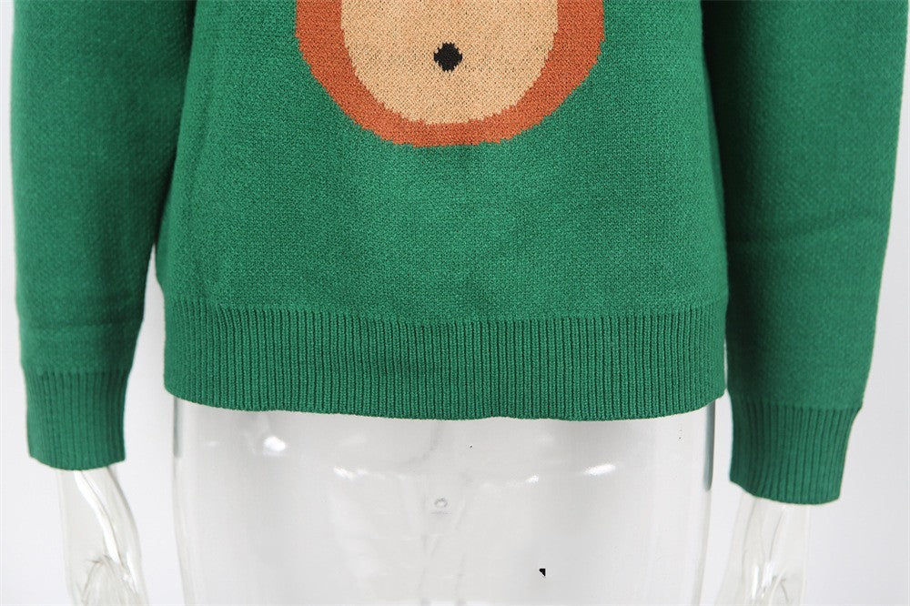 Pull de Noël à manches longues motif cerf