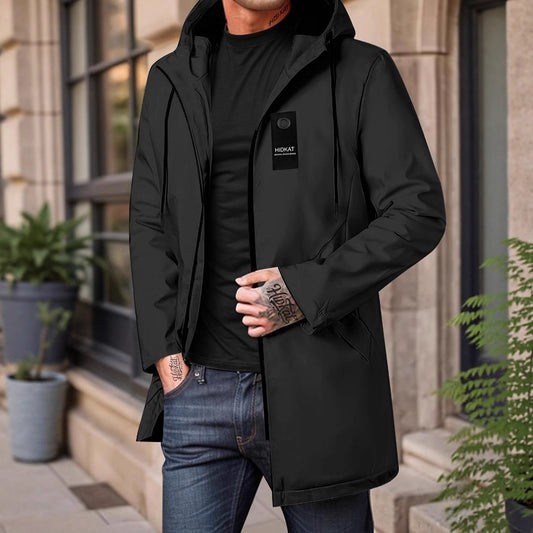 Parka décontractée à capuche mi-longue pour homme, coupe-vent