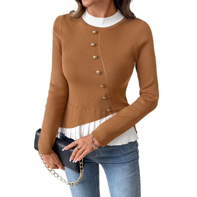 Pull en maille slim à patchwork de couleurs contrastées
