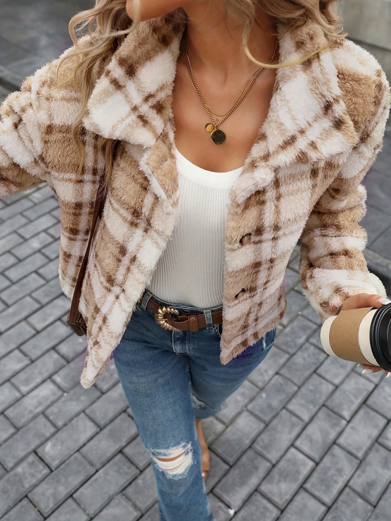 Veste boutonné en peluche double face