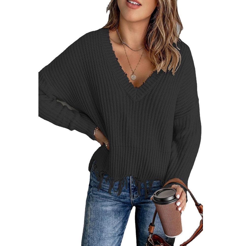 Pull tricoté à pompons en coton