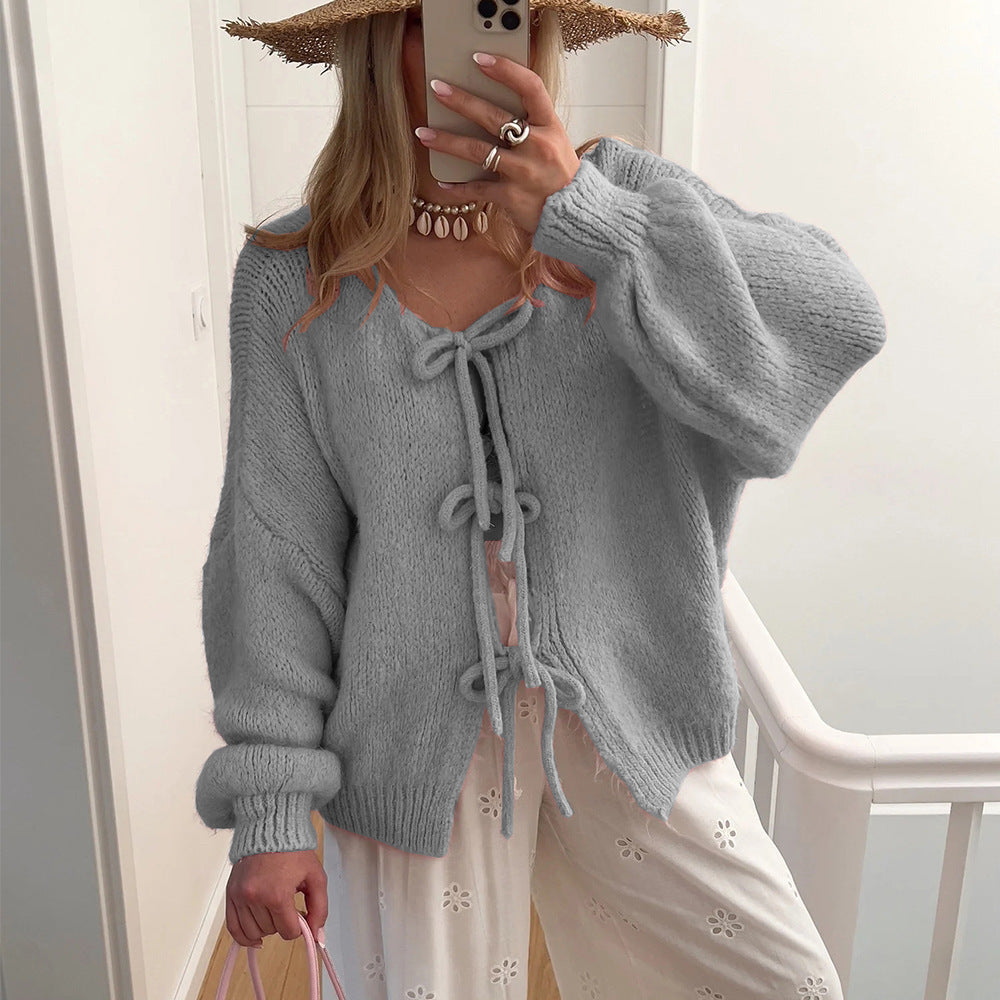 Pull à nouer décontracté, ample