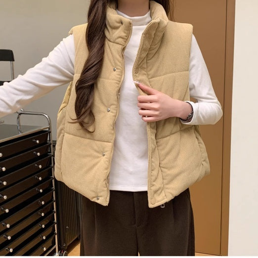 Gilet court ample en coton rembourré épais