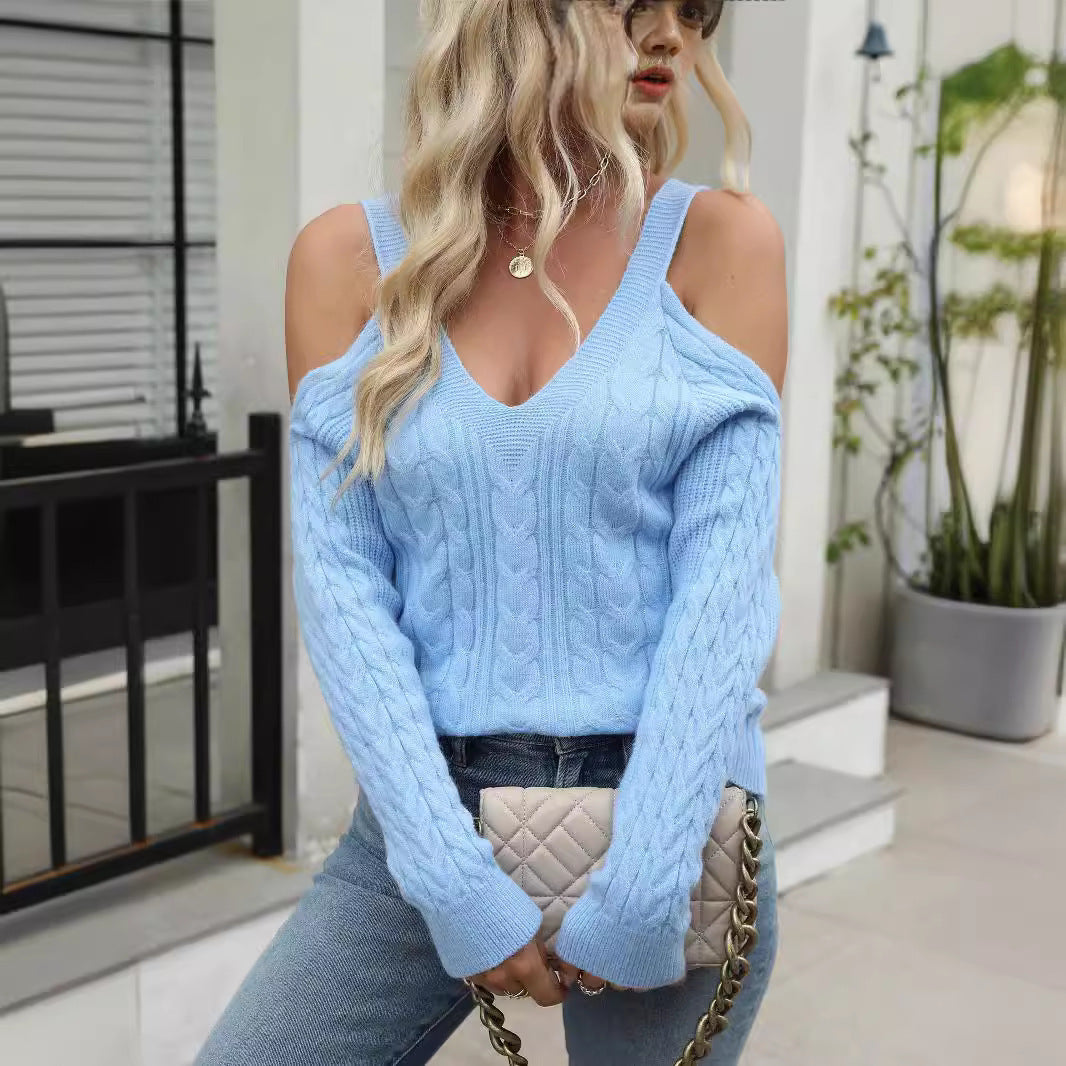 Pull à épaules dénudées en maille torsadée