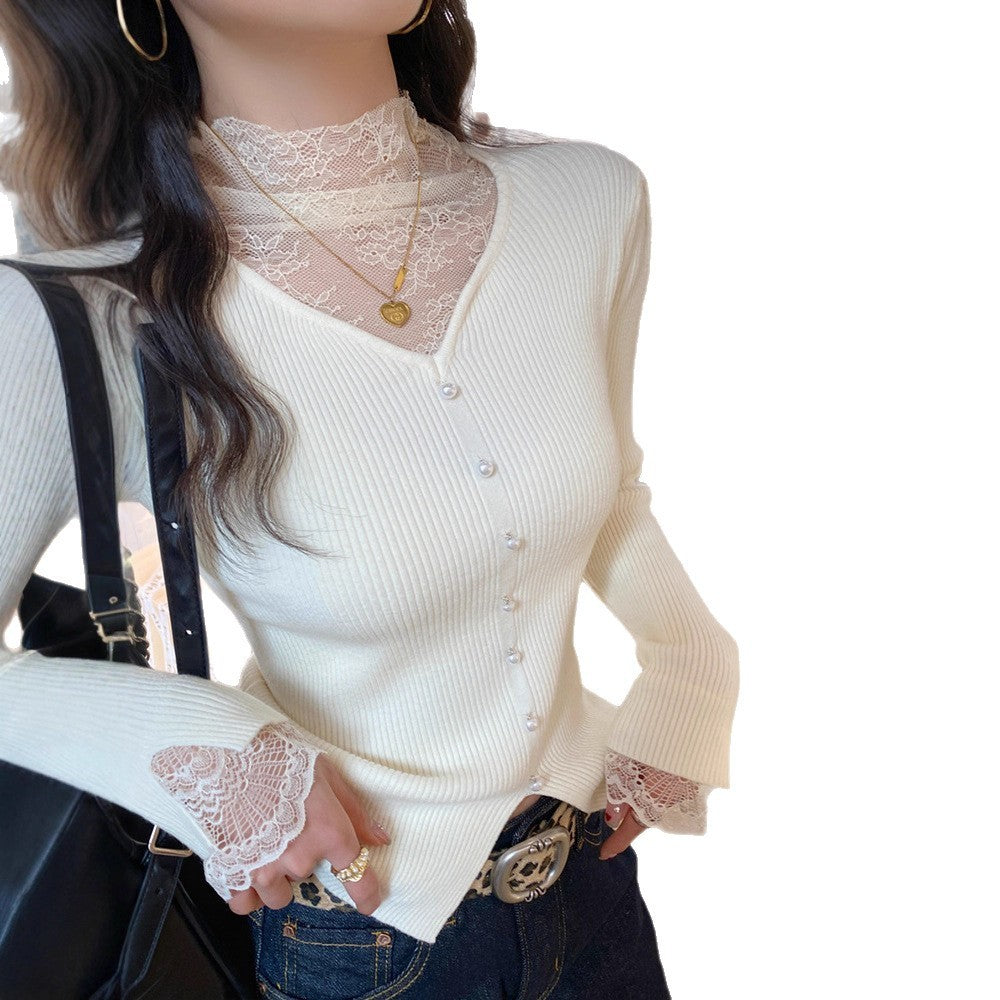 Pull tricoté dentelle